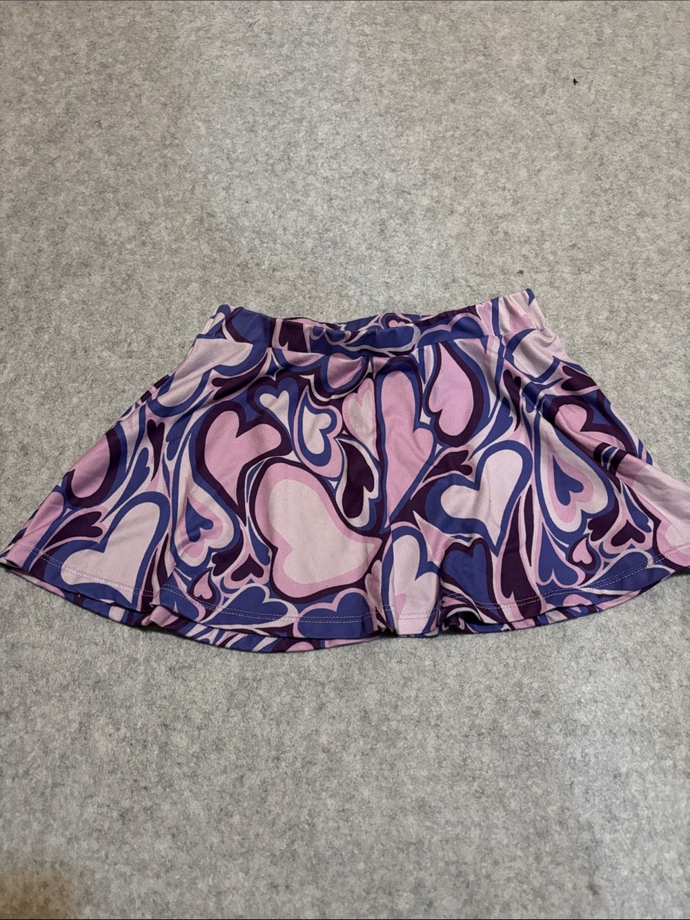 iHeartRaves Purple & Pink Heart Print Flared Women’s Skirt